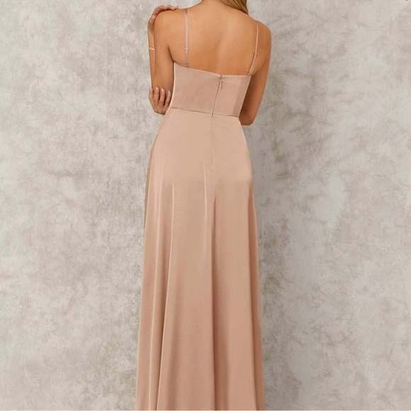 AZAZIE x KENDALL + KYLIE A-Line Side Slit Stretch Satin Floor-Length Dress - Picture 2 of 8